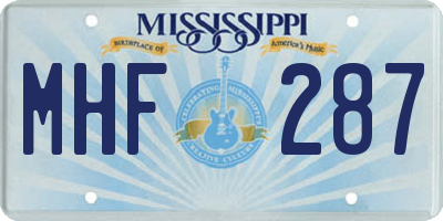MS license plate MHF287