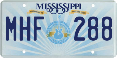 MS license plate MHF288