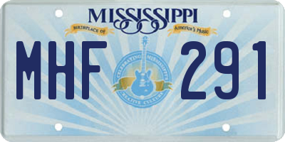 MS license plate MHF291