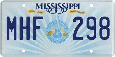 MS license plate MHF298