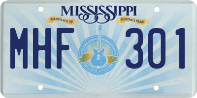 MS license plate MHF301