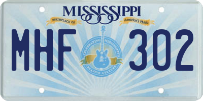 MS license plate MHF302