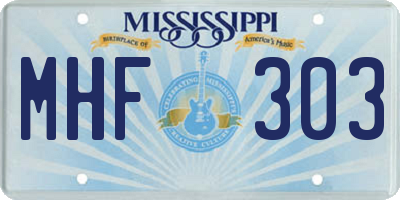 MS license plate MHF303