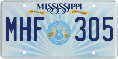 MS license plate MHF305
