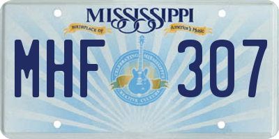 MS license plate MHF307