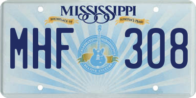 MS license plate MHF308