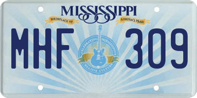 MS license plate MHF309