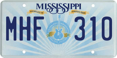 MS license plate MHF310