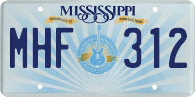 MS license plate MHF312
