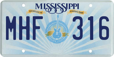 MS license plate MHF316