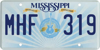 MS license plate MHF319