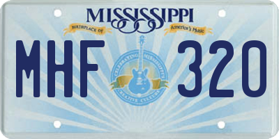 MS license plate MHF320