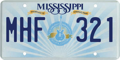MS license plate MHF321