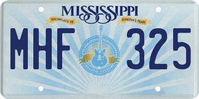 MS license plate MHF325