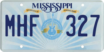 MS license plate MHF327
