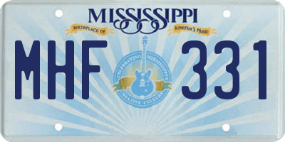 MS license plate MHF331