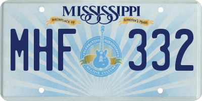 MS license plate MHF332