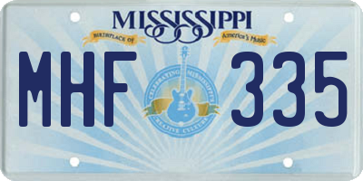 MS license plate MHF335