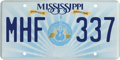 MS license plate MHF337