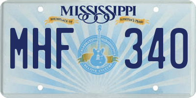 MS license plate MHF340