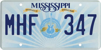 MS license plate MHF347