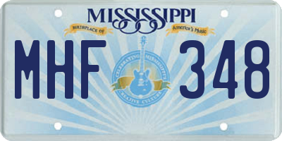MS license plate MHF348