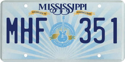 MS license plate MHF351