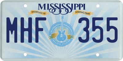 MS license plate MHF355