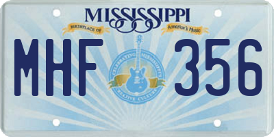 MS license plate MHF356