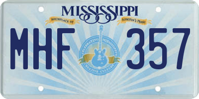MS license plate MHF357