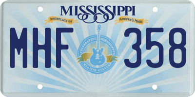 MS license plate MHF358