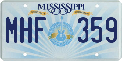MS license plate MHF359