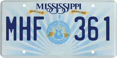 MS license plate MHF361