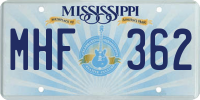MS license plate MHF362