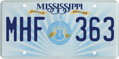 MS license plate MHF363