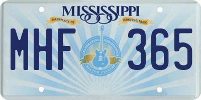 MS license plate MHF365