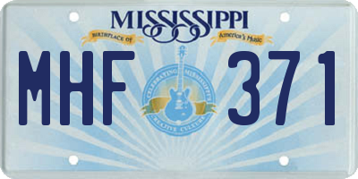 MS license plate MHF371