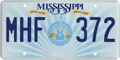 MS license plate MHF372