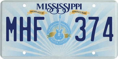 MS license plate MHF374