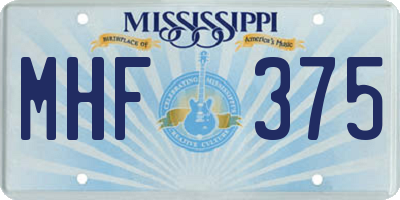 MS license plate MHF375