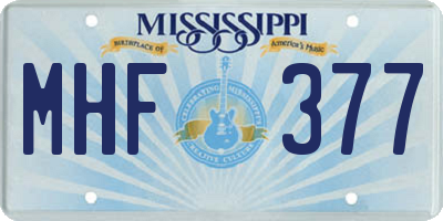 MS license plate MHF377