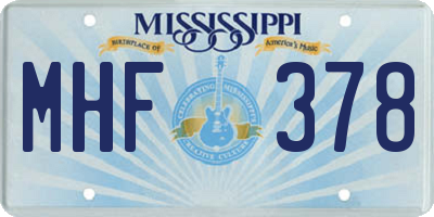 MS license plate MHF378