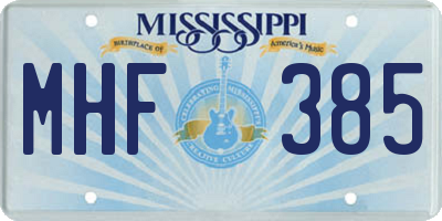 MS license plate MHF385
