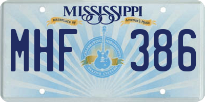 MS license plate MHF386