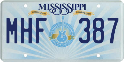 MS license plate MHF387