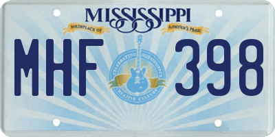 MS license plate MHF398