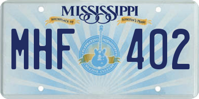 MS license plate MHF402