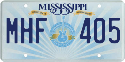 MS license plate MHF405