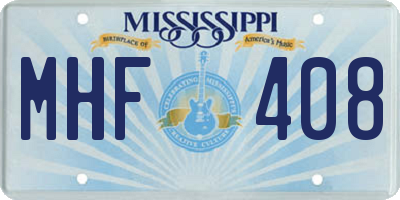 MS license plate MHF408