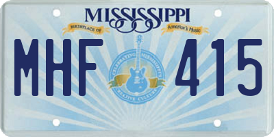 MS license plate MHF415